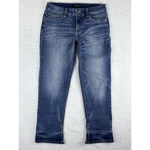 White House Black Market Womens Jeans Blue Split Hem Slim‎ Crop Jeans Size 6